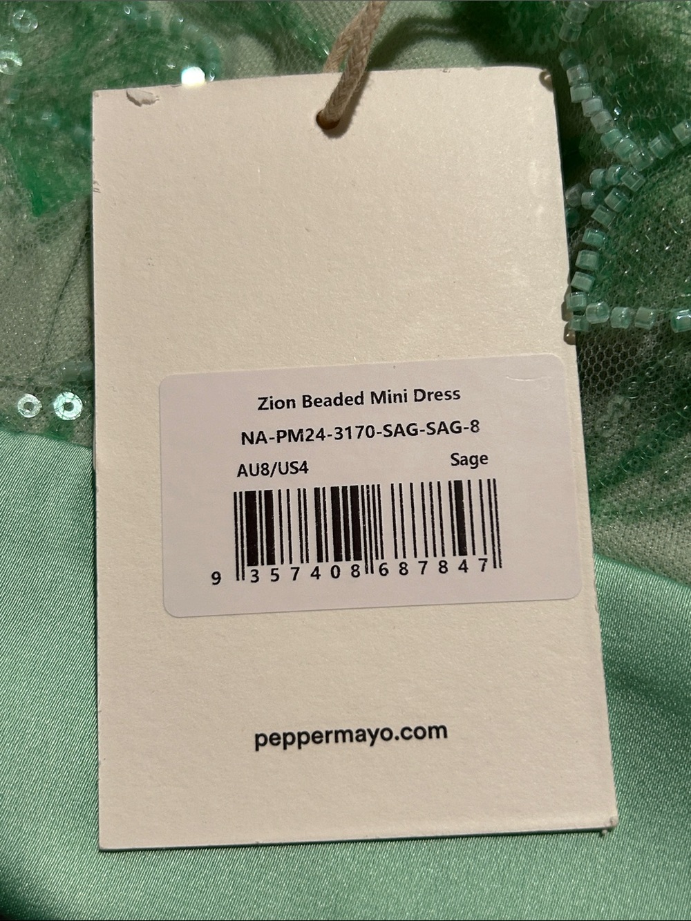 Peppermayo Mint Green Embellished Mini Slip Dress - Picture 8 of 8